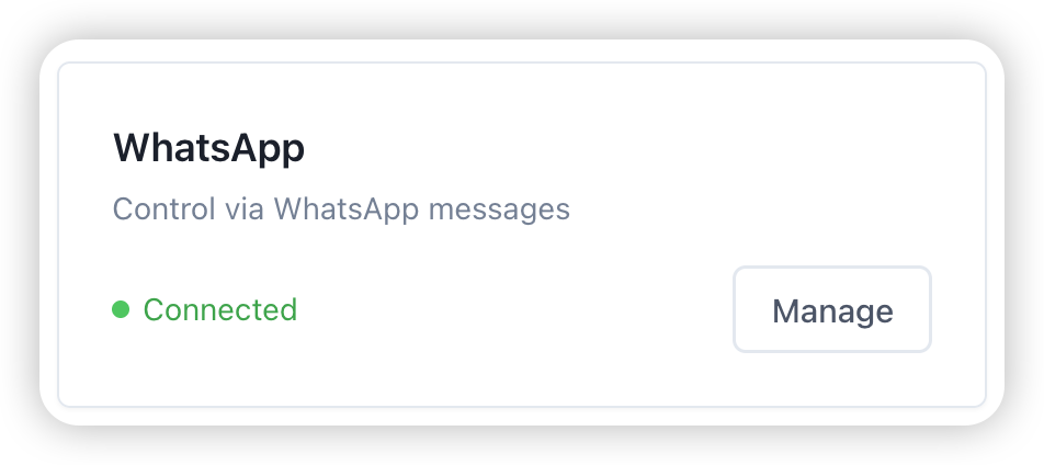 WhatsApp showing Connected status