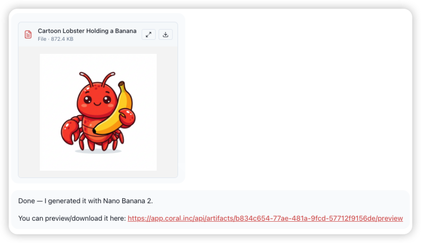 NanoBanana 2 generating an image in Coral